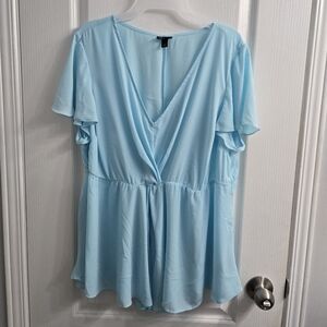 Torrid Light Blue Wrap Blouse